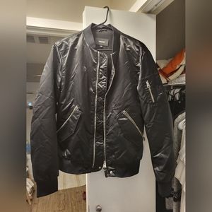 Mackage Black Satin Bomber Jacket